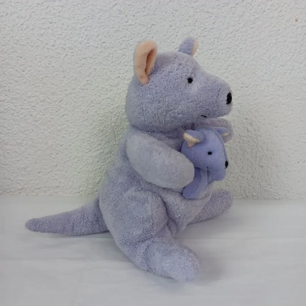 Baby Vintage Carter's John Lennon Purple Kangaroo & Joey Plush Rattle Toy